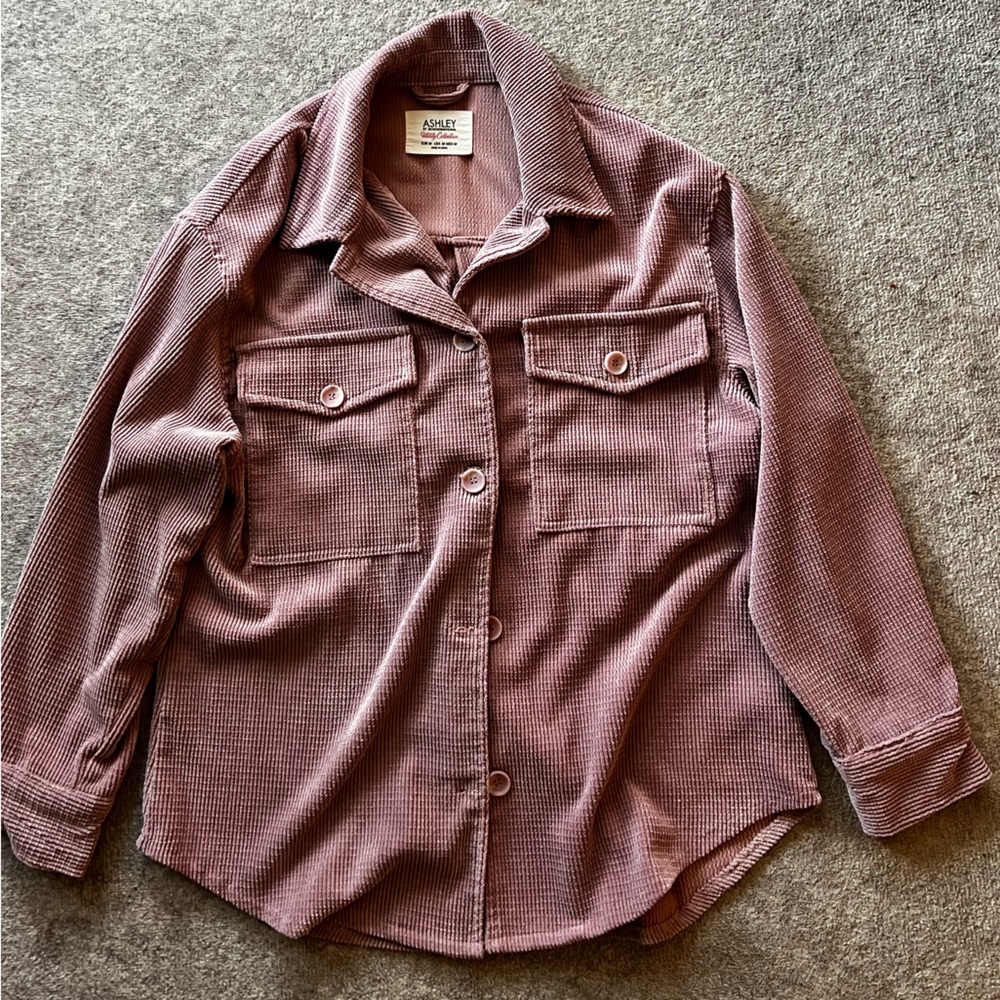 Ashley By 26 International Dusty Rose Ribbed Button-Down